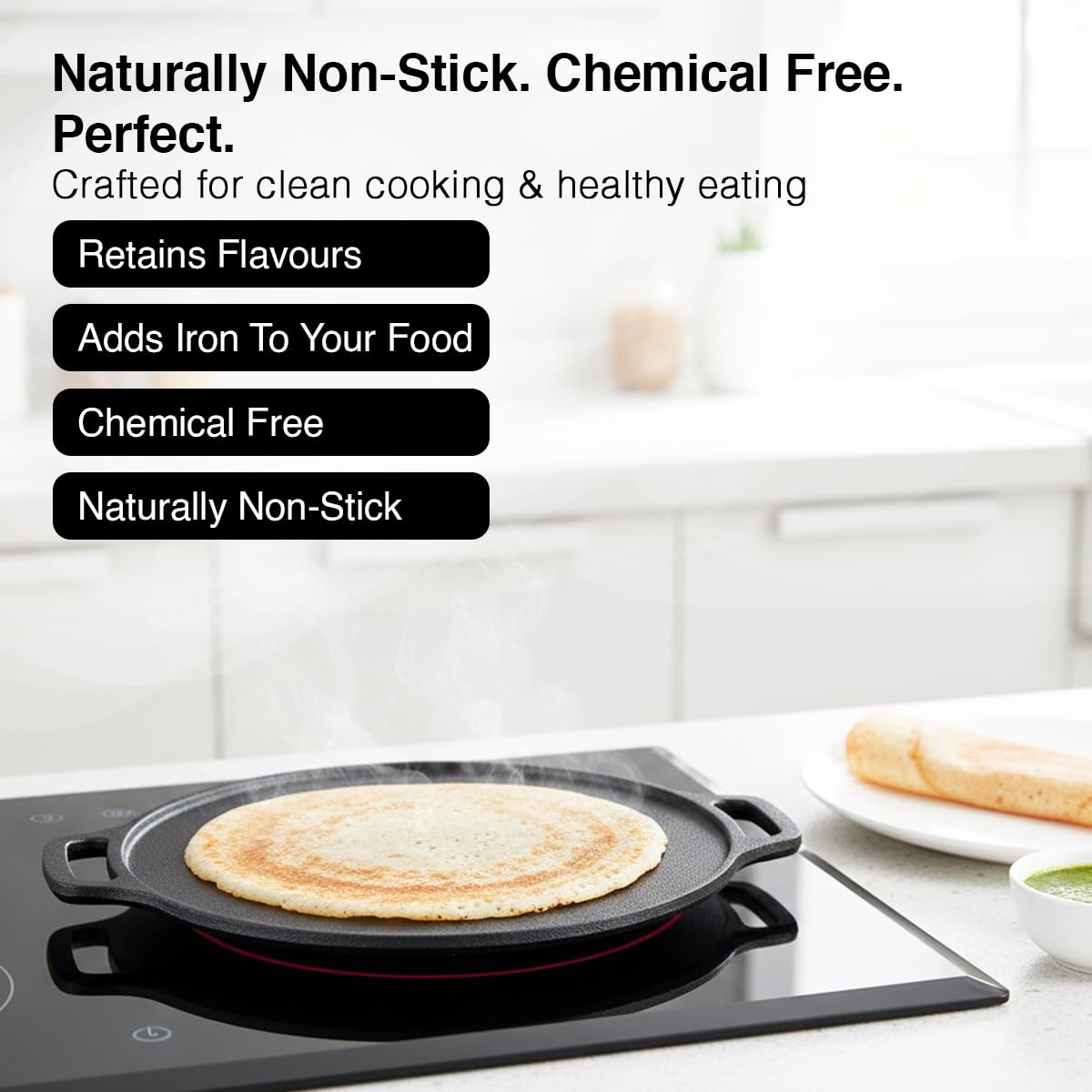 Prestige Ceraglide Ceramic Coated 28cm Non-Stick Omni tawa | Consumes Less Oil | Preferred for High Heating & Even Heating | Stain-Resistant | Gas & Induction Compatible