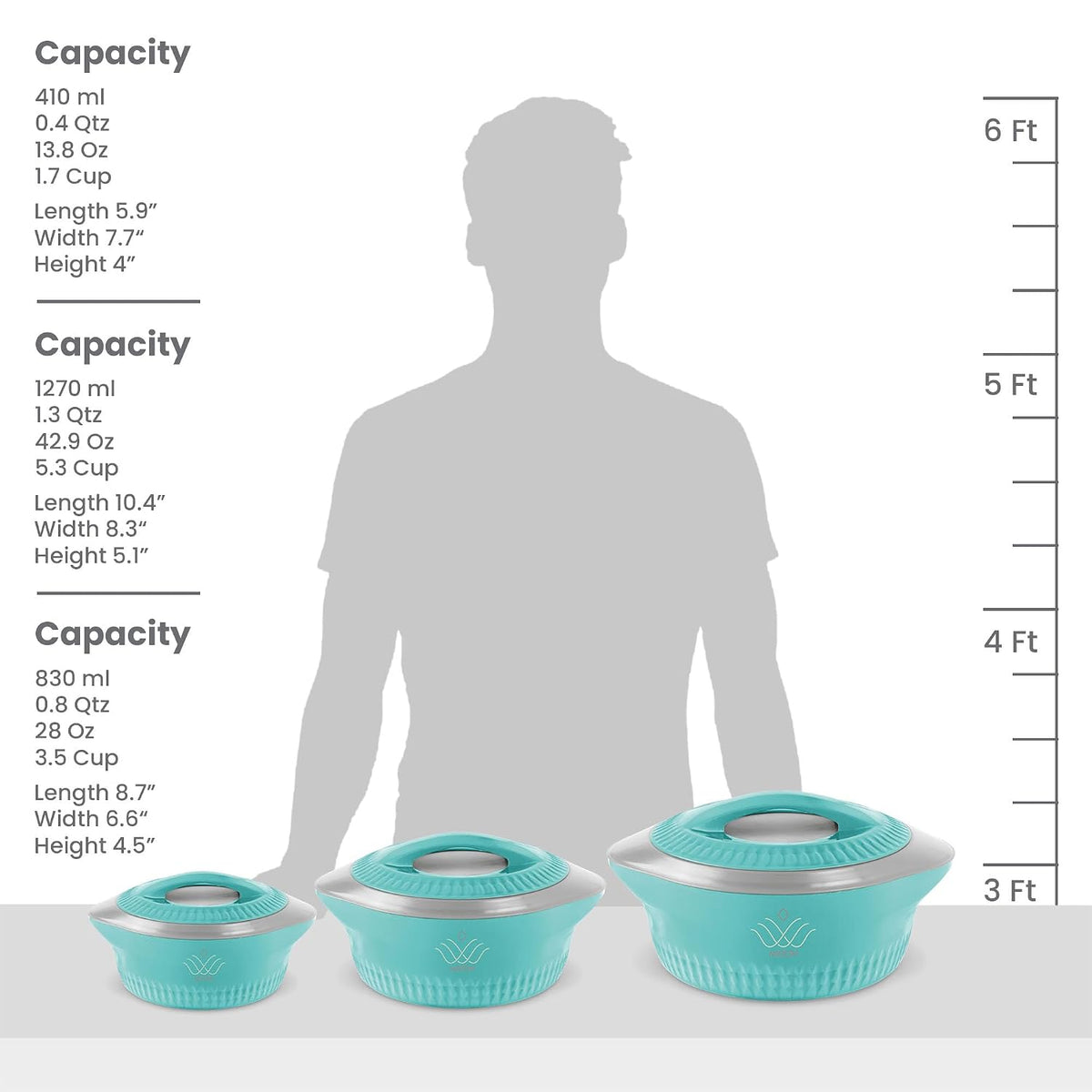 MILTON Royal 2000 Serving Casserole Double Walled Inner Stainless Steel ,1800 ml Blue.
