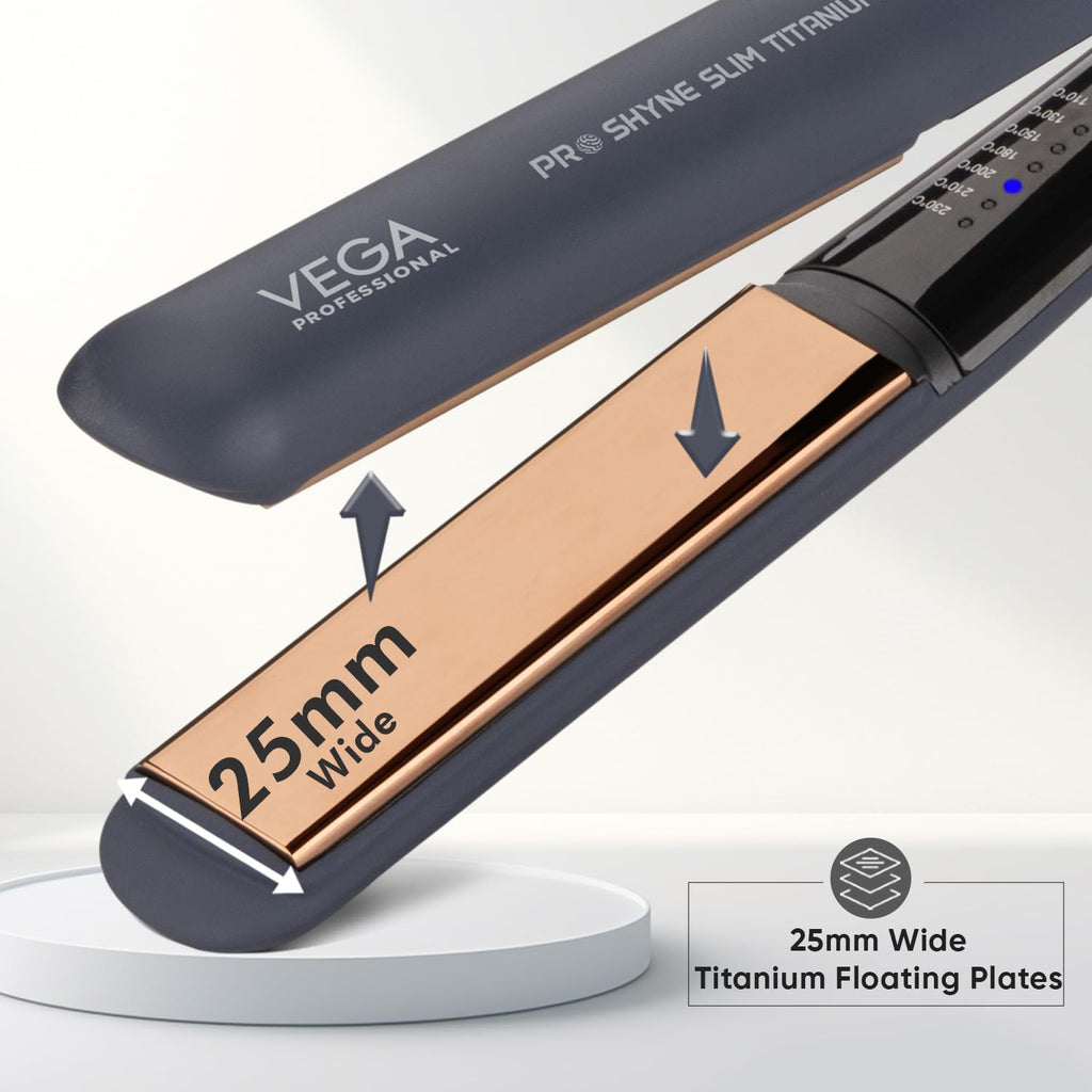 VEGA PROFESSIONAL Pro-Shine Slim Titanium Hair Straightener with 25mm