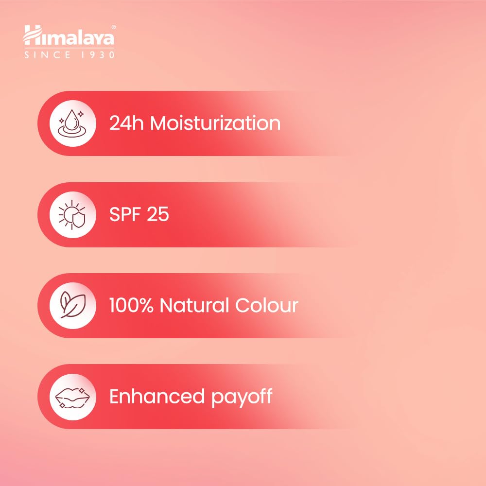 Himalaya Strawberry Shine Serum Infused Lip Balm 4.5G | For Smooth and Nourished Lips | 100% Natural Color & SPF 25 UV Protection