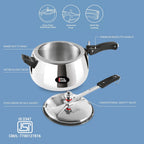 Milton Pro Cook Aluminium Induction Curve Pressure Cooker With Inner Lid, 5 Litre, Silver | Hot Plate Safe | Flame Safe
