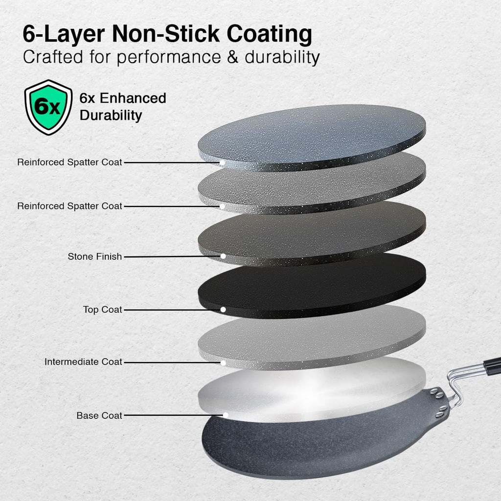 Prestige Durastone 28cm Hard Anodised Non-Stick Dosa Tawa| 6 Layer Non-Stick Coating| Gas and Induction Compatible|