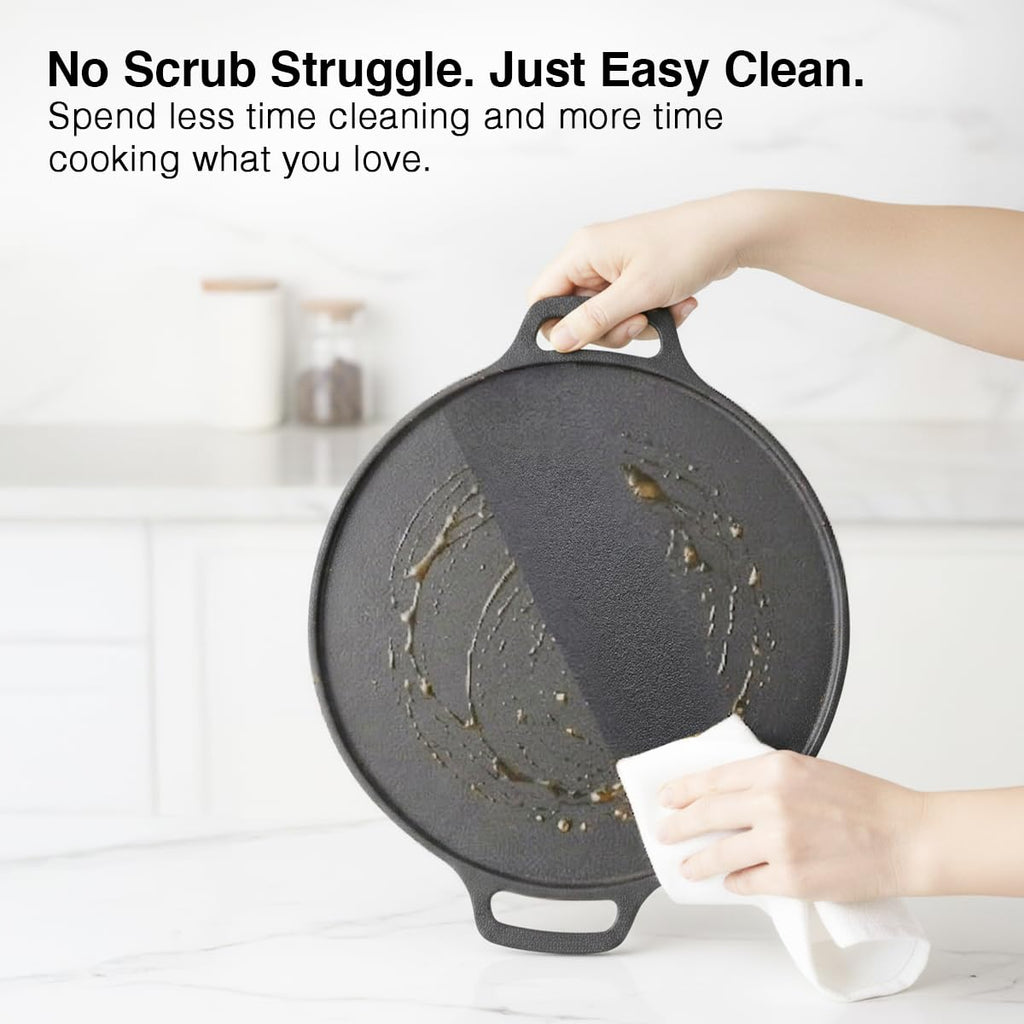 Prestige Ceraglide Ceramic Coated 28cm Non-Stick Omni tawa | Consumes Less Oil | Preferred for High Heating & Even Heating | Stain-Resistant | Gas & Induction Compatible