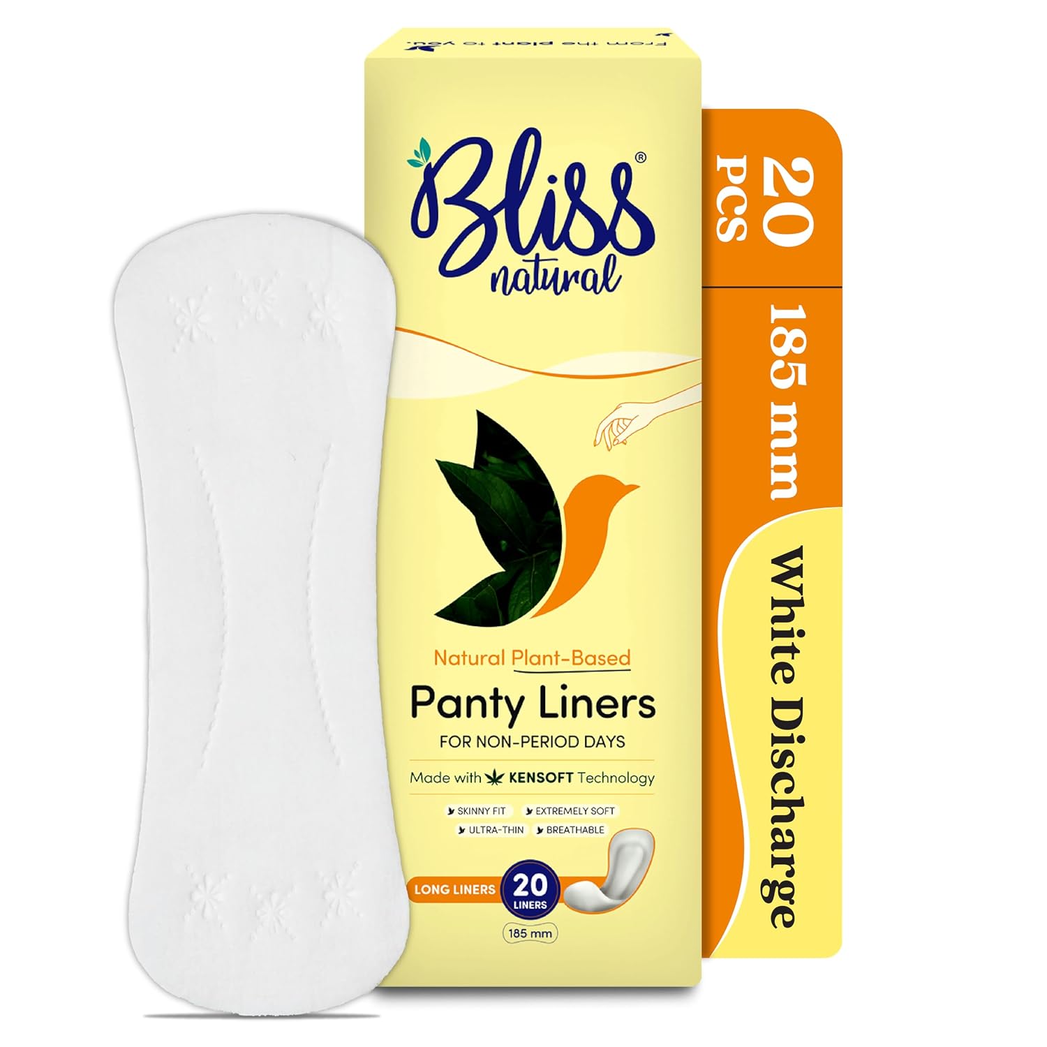 BLISSNATURAL Panty Liners for Women 185mm Daily Use (Pack of 20) |