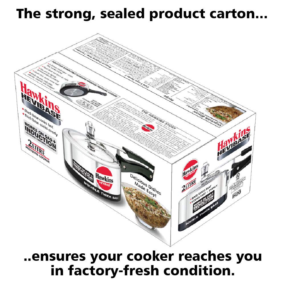 Hawkins Hevibase Induction Compatible Aluminium Inner Lid Pressure Cooker, 2 Litre, Silver (IH20)