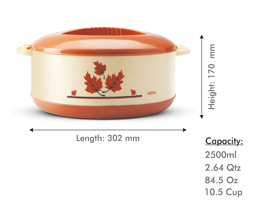 MILTON Orchid 2500 Inner Steel Casserole, 2360 ml, Light Brown | PU Insulated |