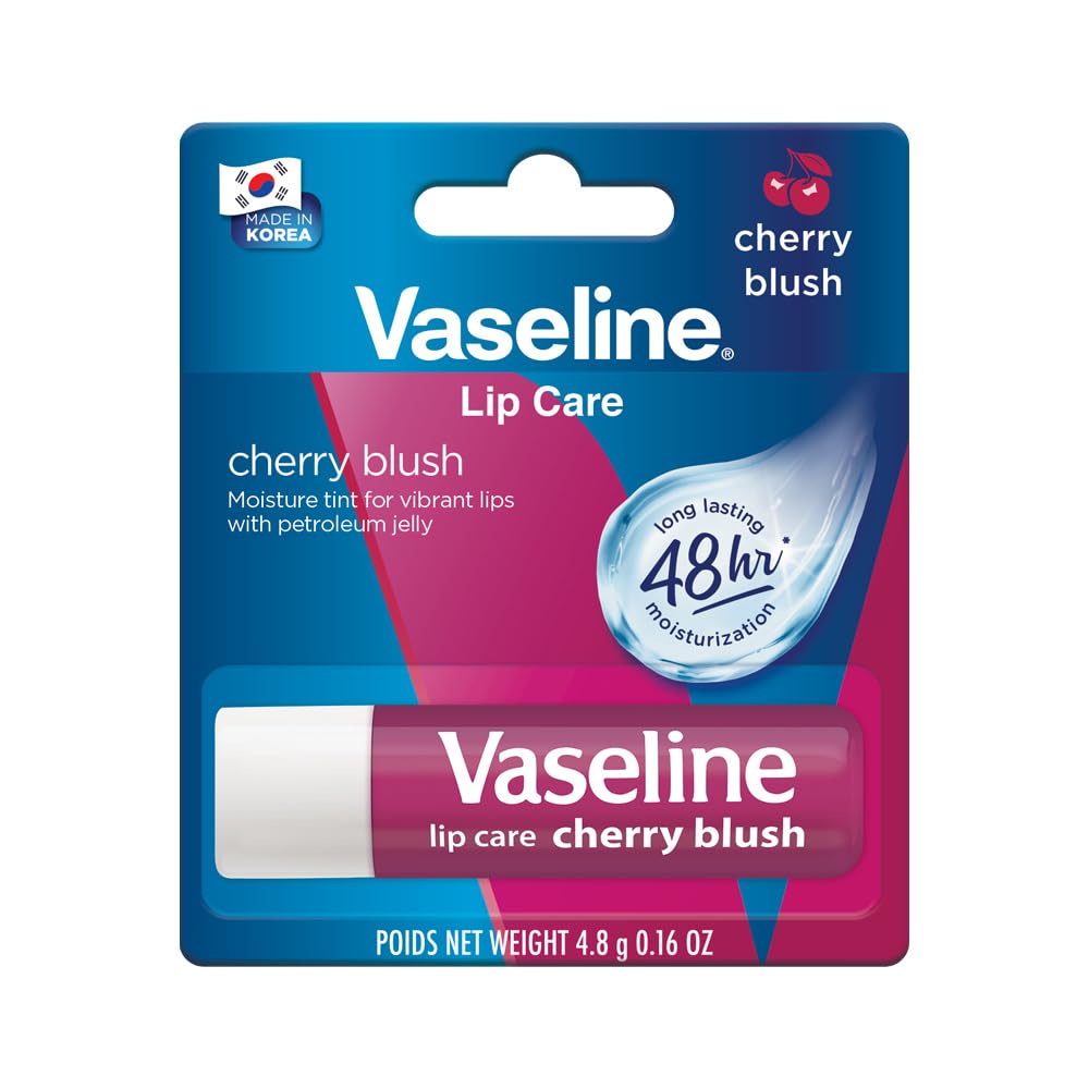 Vaseline Lip Care | Cherry Blush Tinted Lip Balm Stick | up to 48Hr moisturization | with petroleum jelly & Vitamin E | made in South Korea | 4.8g
