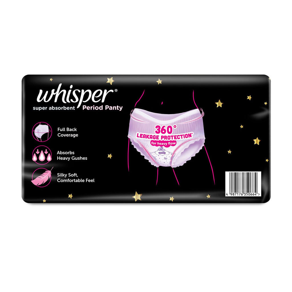 Whisper Super Absorbent Period Panty, 12 M-L Pants, 360 Degree Leakage Protection* for Heavy Flow, Panty like Fit, Full back Coverage, Absorbs Heavy Gushes,...