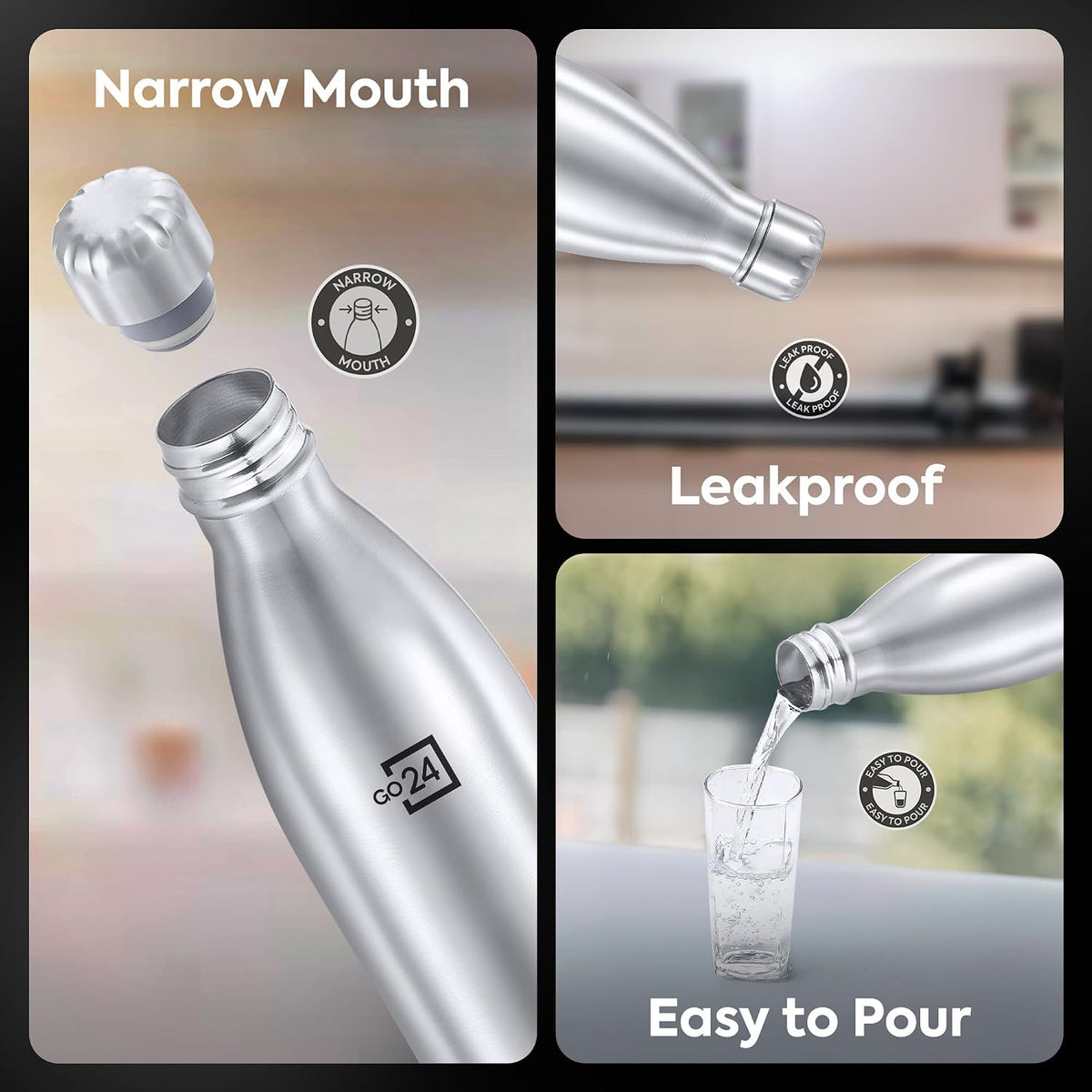 Stainless Steel Water Bottle Electro Silver 500ml