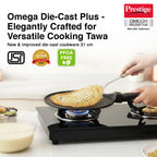 Prestige Omega Die-Cast Plus Aluminium Non-Stick Tawa 31 Cm, Black