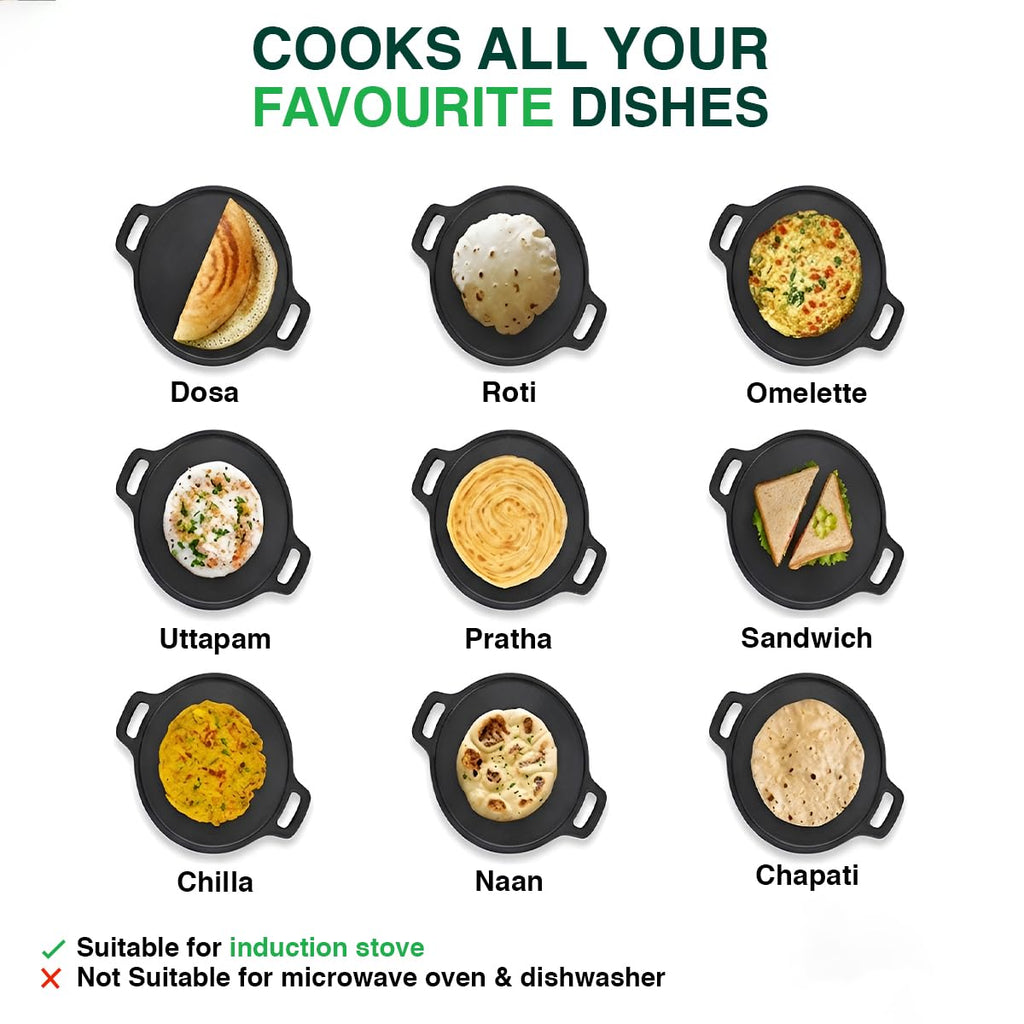 Prestige Ceraglide Ceramic Coated 28cm Non-Stick Omni tawa | Consumes Less Oil | Preferred for High Heating & Even Heating | Stain-Resistant | Gas & Induction Compatible