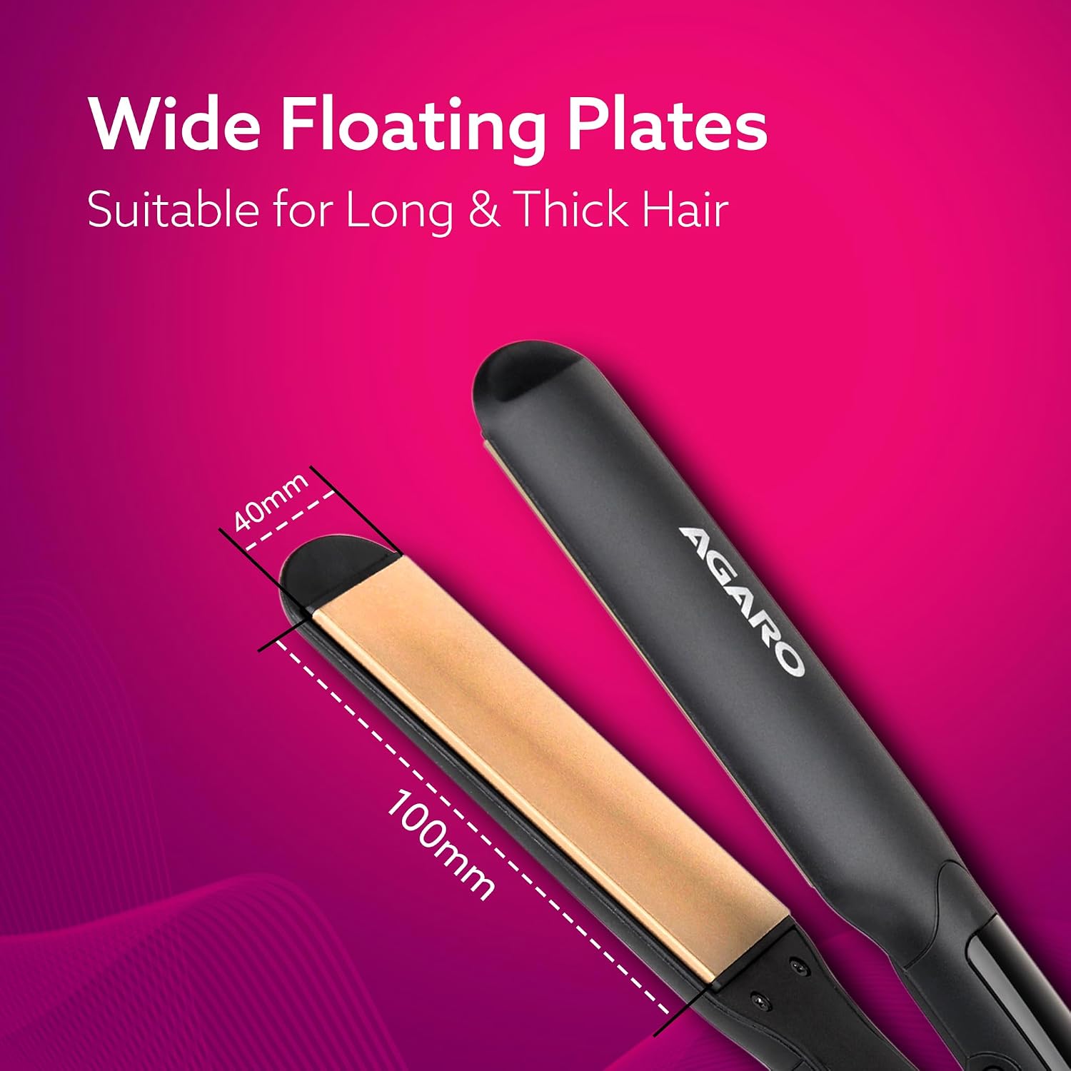 AGARO Elite Hair Straightener, Wide/Broad Plate, Keratin Infused Ceramic Coated Plate, For Long/Medium Hair, Adjustable Temperature, For Professional...