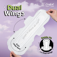 Pee Safe Comfort Night Pads XXXXL-24 Pads - 405mm | 76% Longer | Extra Wide Back with Dual Wings | 6 Layer Deep Absorption | Japanese Leak-Lock Technology | Overnight Leak Free Protection
