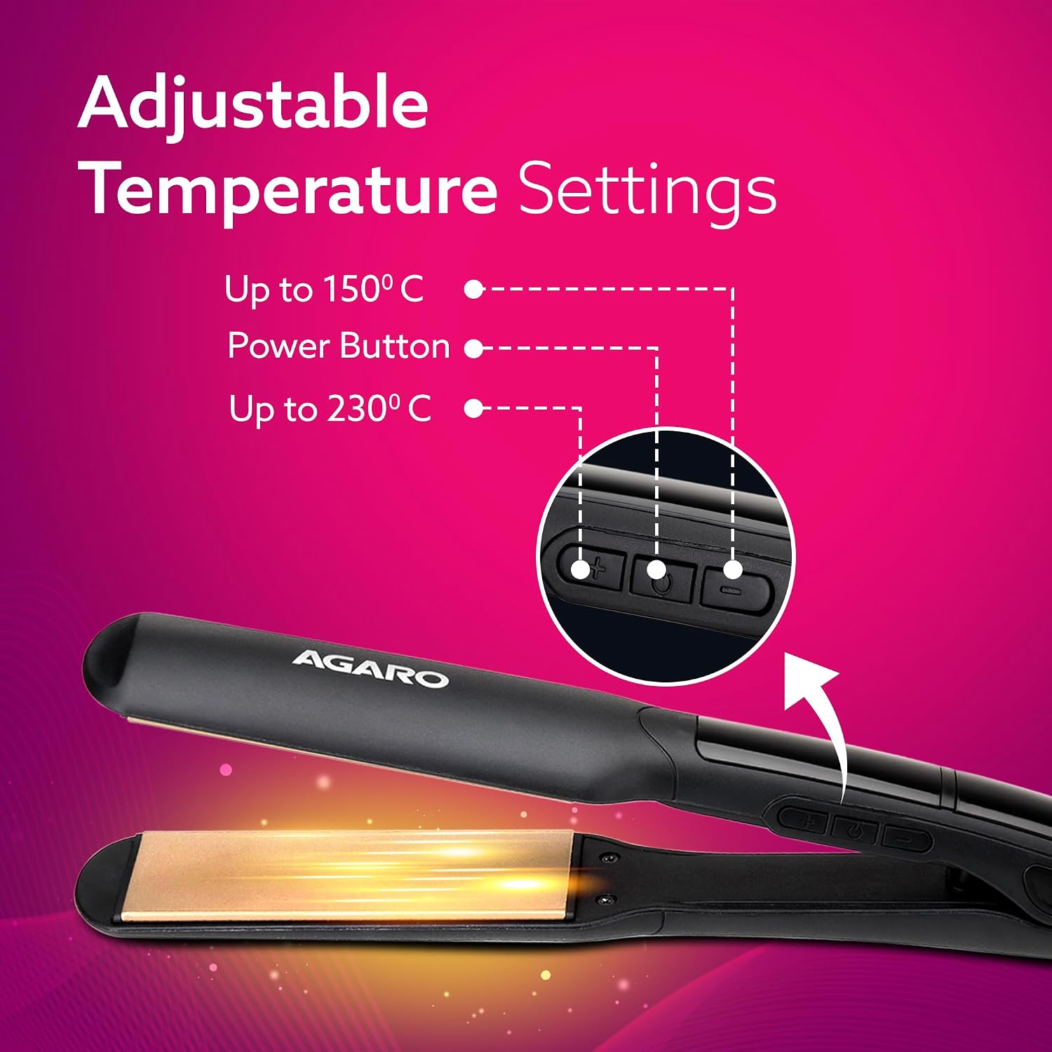 AGARO Elite Hair Straightener, Wide/Broad Plate, Keratin Infused Ceramic Coated Plate, For Long/Medium Hair, Adjustable Temperature, For Professional...