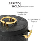 CELLO Ornetto Big Set of 3 Pcs Insulated Steel Casserole Hot Box for Kitchen, Black (1500ml, 2000ml, 2500ml) |