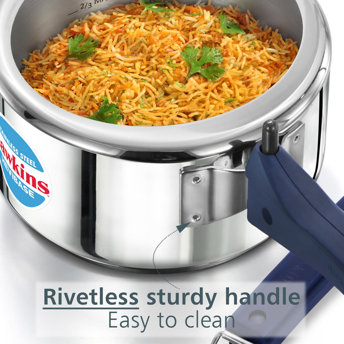 Hawkins 2 Litre Pressure Cooker | Stainless Steel | Hevibase | Straight Body | Induction Compatible | Ideal for 2–3 persons | Silver (HSI20)|Induction and...