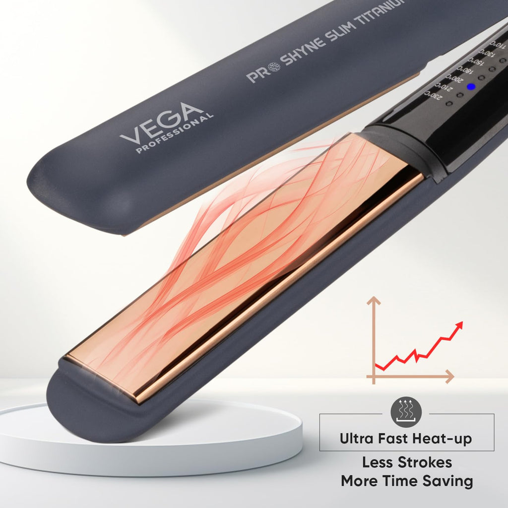 VEGA PROFESSIONAL Pro-Shine Slim Titanium Hair Straightener with 25mm