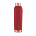 CELLO Evita Copper Water Bottle For Daily & Office Use 1000 ml, Red | Leakproof & Rustproof ISI Certified Single Wall 100% Pure Copper Promotes Immunity, Improve Digestion & Supports Healthy Living