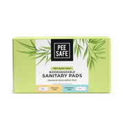 Pee Safe 100% Organic Cotton Sanitary Pads | 14 Regular & 18 Overnight Pads | Quarterly Pack, Anti-Bacterial, Superb Absorbency, Skin Friendly, Comfortable