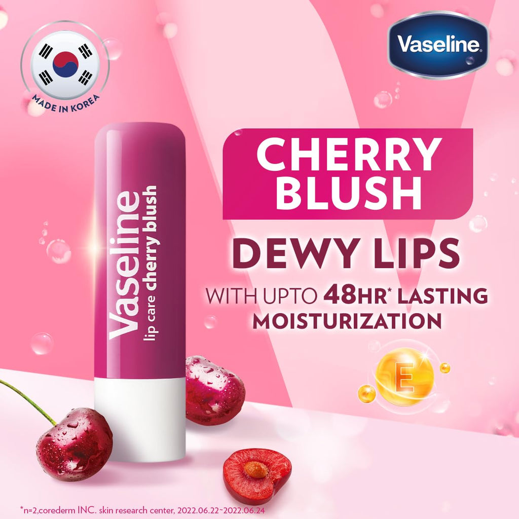 Vaseline Lip Care | Cherry Blush Tinted Lip Balm Stick | up to 48Hr moisturization | with petroleum jelly & Vitamin E | made in South Korea | 4.8g