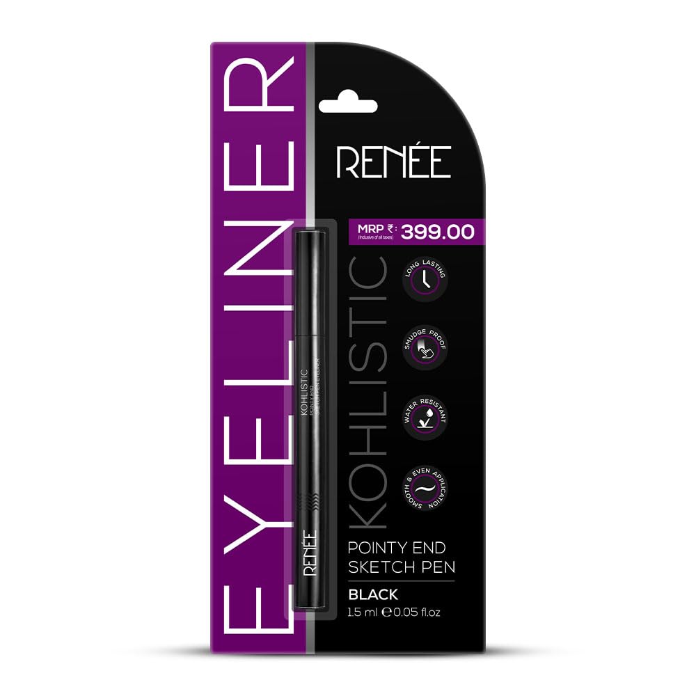 RENEE Pointy End Sketch Pen Smudge Proof Eyeliner - Matte Finish, Light Weight, Water Resistant, Long Stay Highly Pigmented with One Stroke Application...