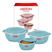 MILTON Aspire Jr. Set of 3 Serving Casserole Double Walled Inner Stainless Steel, (350ml, 720ml,1050ml)