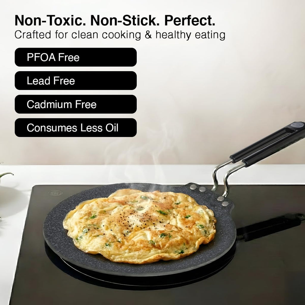 Prestige Durastone 28cm Hard Anodised Non-Stick Dosa Tawa| 6 Layer Non-Stick Coating| Gas and Induction Compatible|