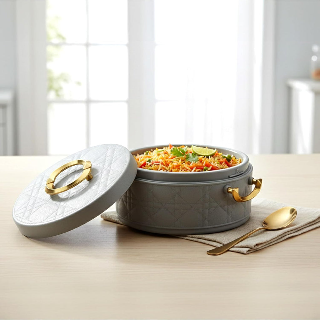 CELLO Ornetto 2000 Insulated Steel Casserole Hot Box for Kitchen 2000 ml Grey |