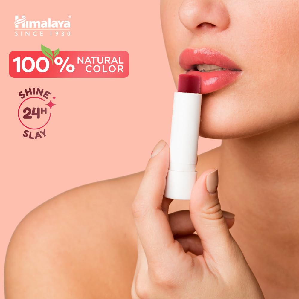 Himalaya Strawberry Shine Serum Infused Lip Balm 4.5G | For Smooth and Nourished Lips | 100% Natural Color & SPF 25 UV Protection