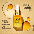 Lakme Vit C Brillance Serum, 10% Vit C Complex, Glass Skin in 21 Days, Tighter Brighter Skin, 30ml