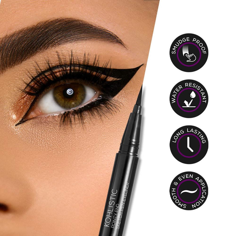 RENEE Pointy End Sketch Pen Smudge Proof Eyeliner - Matte Finish, Light Weight, Water Resistant, Long Stay Highly Pigmented with One Stroke Application...