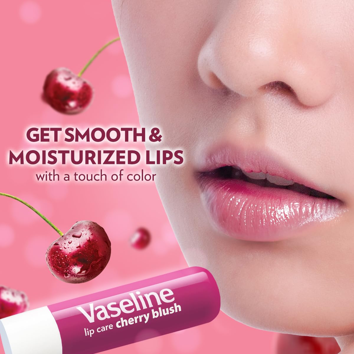 Vaseline Lip Care | Cherry Blush Tinted Lip Balm Stick | up to 48Hr moisturization | with petroleum jelly & Vitamin E | made in South Korea | 4.8g