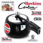 Hawkins 3 Litre Contura Black Pressure Cooker, Hard Anodised Inner Lid Cooker, Handi Cooker, (CB30)