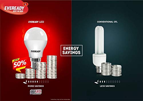 Eveready Base B22 12W Pack of 2 with 7W pack of 2 LED bulb Combo (White)