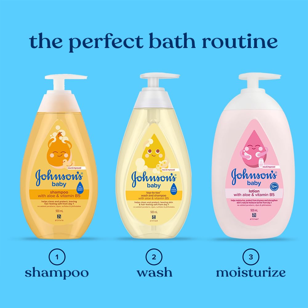 Johnson's Baby Lotion 500ml | With Aloe & Vitamin B5 | Helps Moisturise & Protect Baby's Skin from Dryness | Strengthens Skin's Natural Moisture Barrier | All Skin Types Including Sensitive Skin
