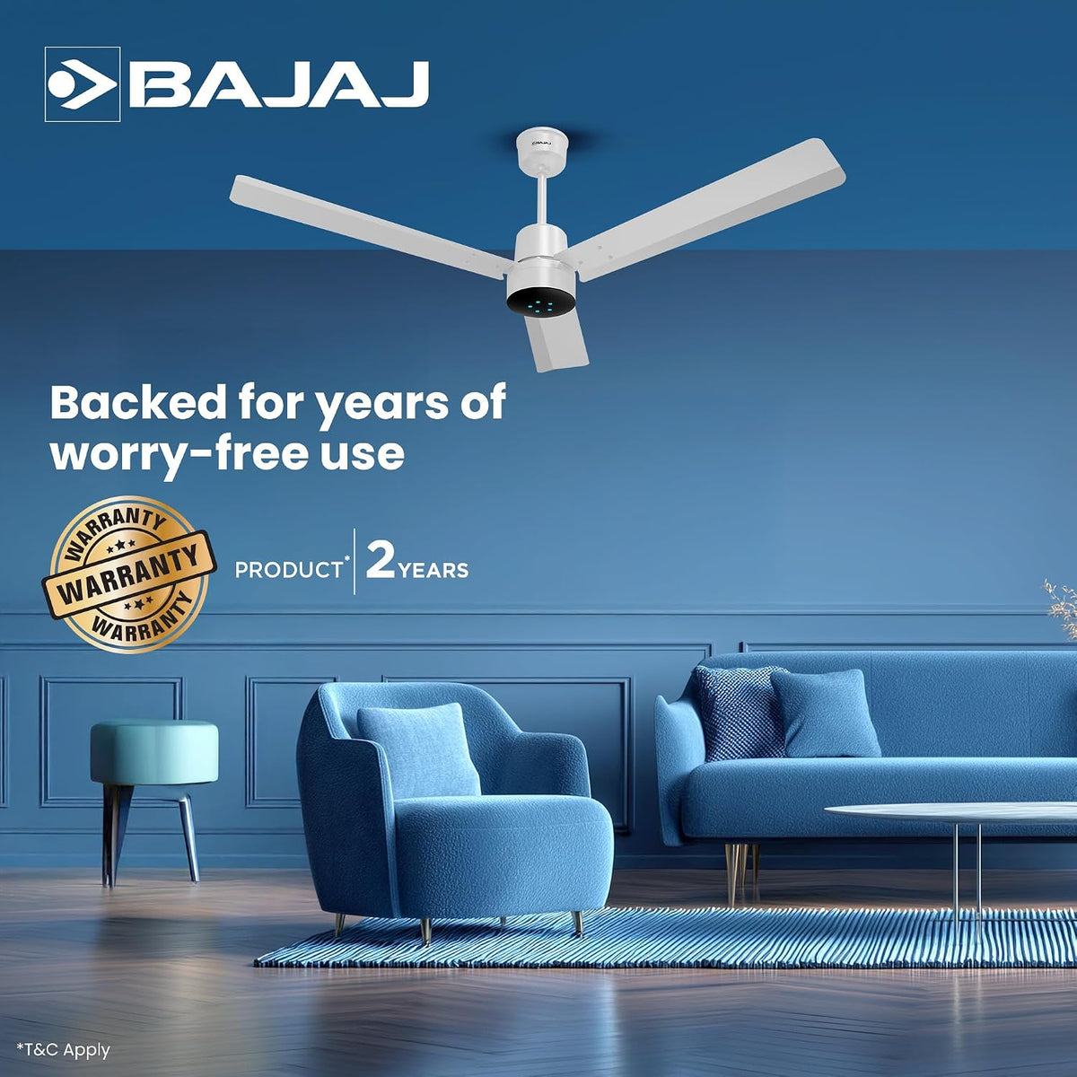 Bajaj Classico Sleek Neo 5S 1200MM BLDC Ceiling Fan with Remote|
