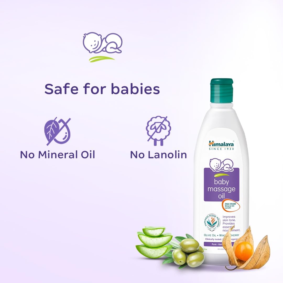 Himalaya Baby Massage Oil, 1L – 500ml x Pack of 2 | with Vitamin E | for Strong Bones & Muscles |
