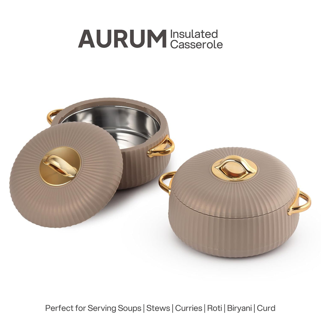 CELLO Aurum Insulated Casserole Hot Pot Box Set of 2 Pcs 1000ml Beige |