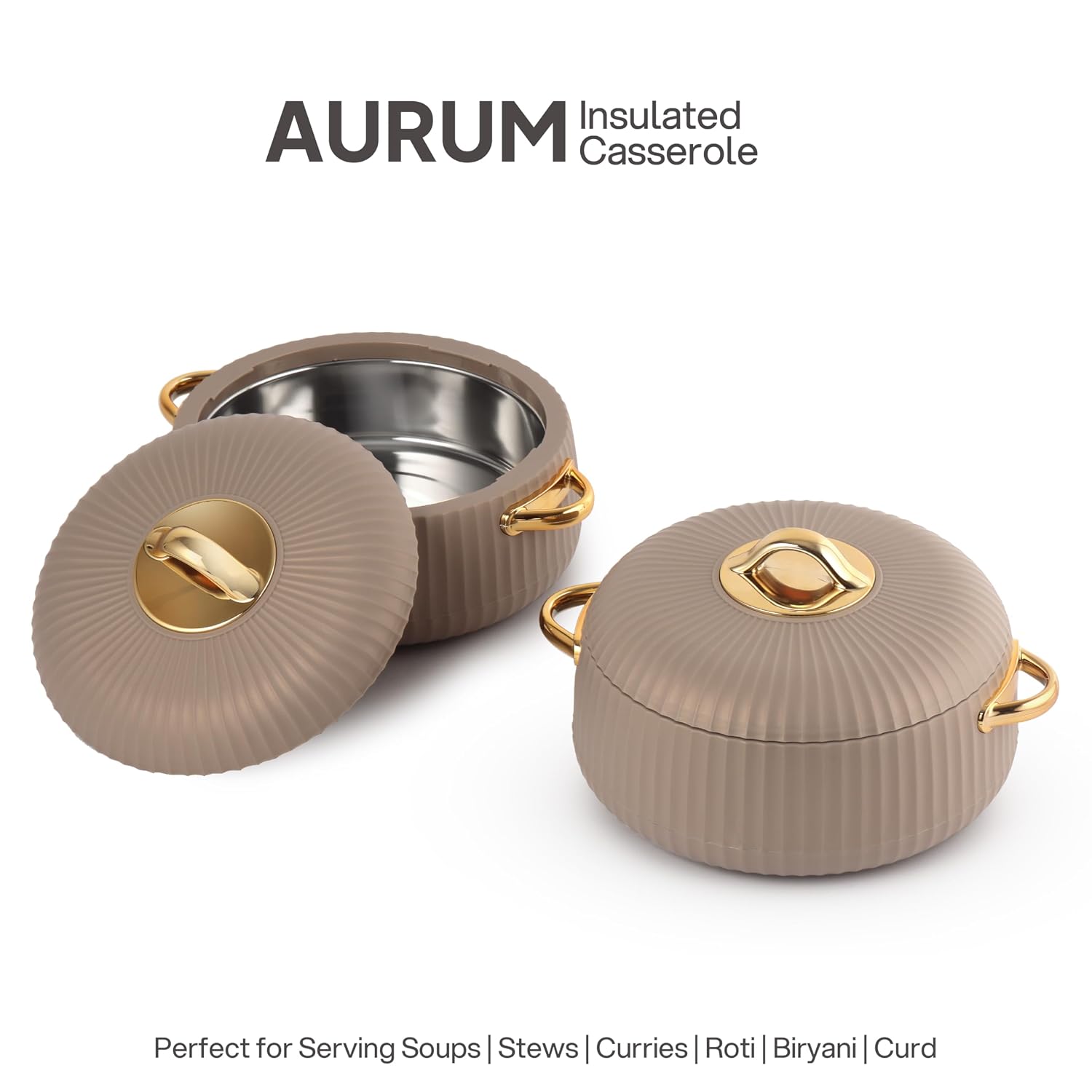CELLO Aurum Insulated Casserole Hot Pot Box Set of 2 Pcs 1000ml Beige |