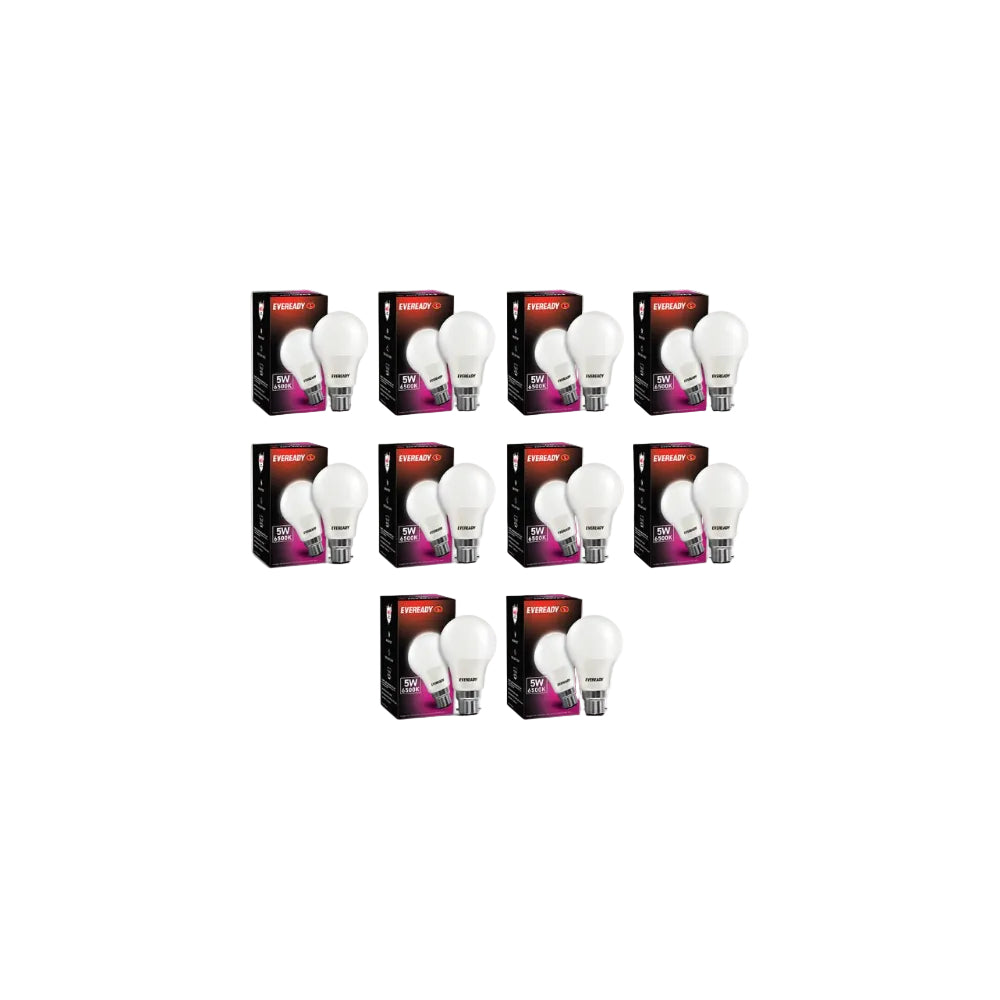 Eveready 5WPK10 Base B22 5-Watt LED Bulb (Cool Day Light) - Pack of 10
