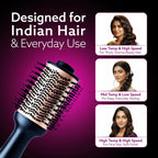AGARO Hot Air Brush for Hair, Blow Dryer Brush, Volumizer & Styler, 360° Air flow Vent, Oval Barrel for Hair Volume, Charcoal Bristles, Ceramic Coating...