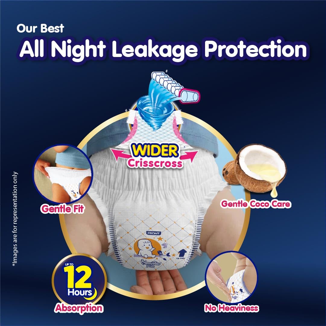 New Mamypoko Pants Premium All Night Absorb| Pant Style Baby Diapers Large Size(L), 62 Count, Ideal for 9-14Kgs|1 Diaper= Upto All Night Absorption now with...