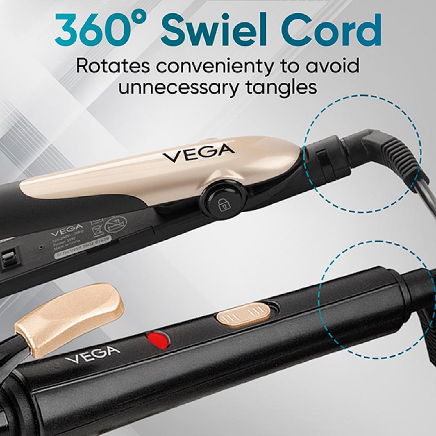 Vega Miss Versatile Styling Set Straightener, Curler & Dryer Gift Combo for Women, 1000W Hair Dryer with 2 Head/Speed Setting, Hair Straightener &...