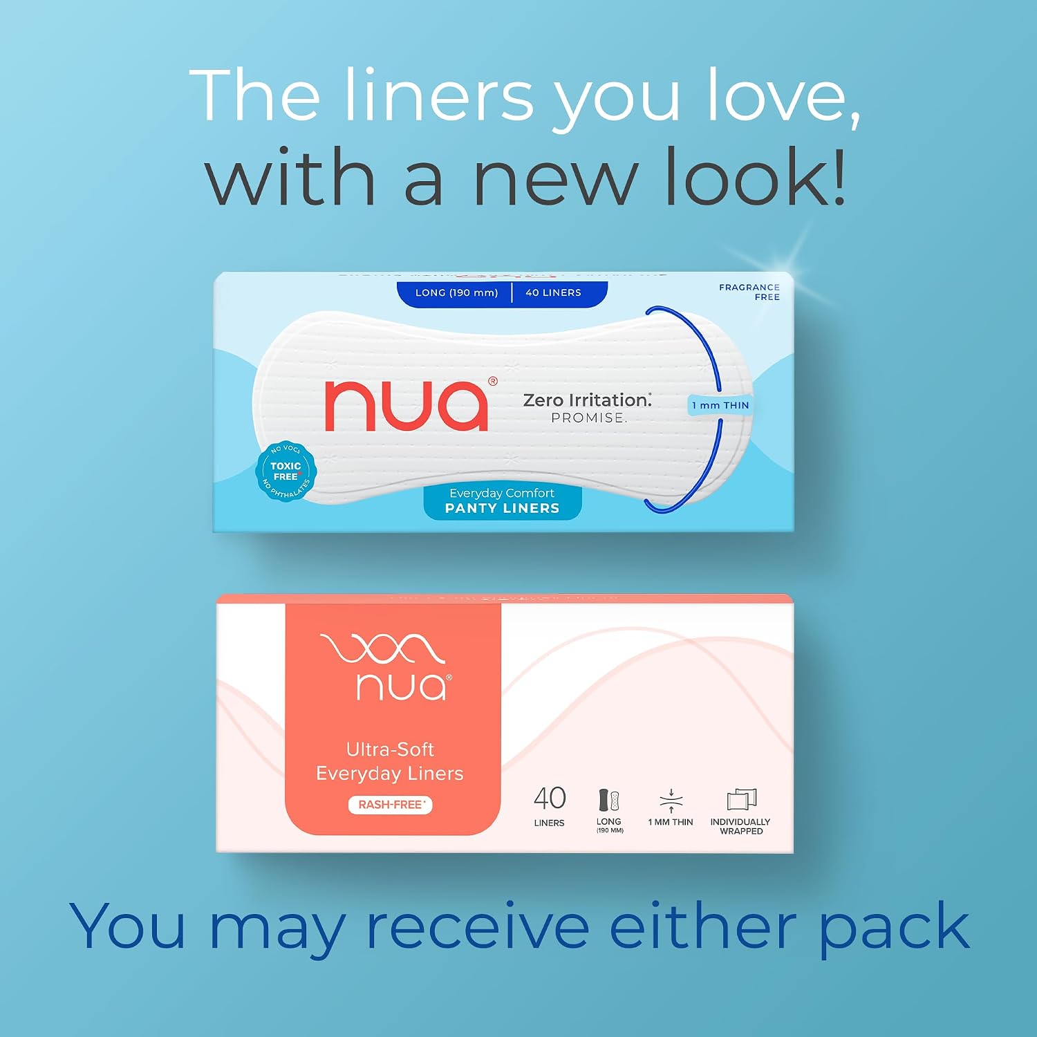 Nua Everyday Comfort Panty Liner for Women Daily Use | Pack of 40 liners 190mm