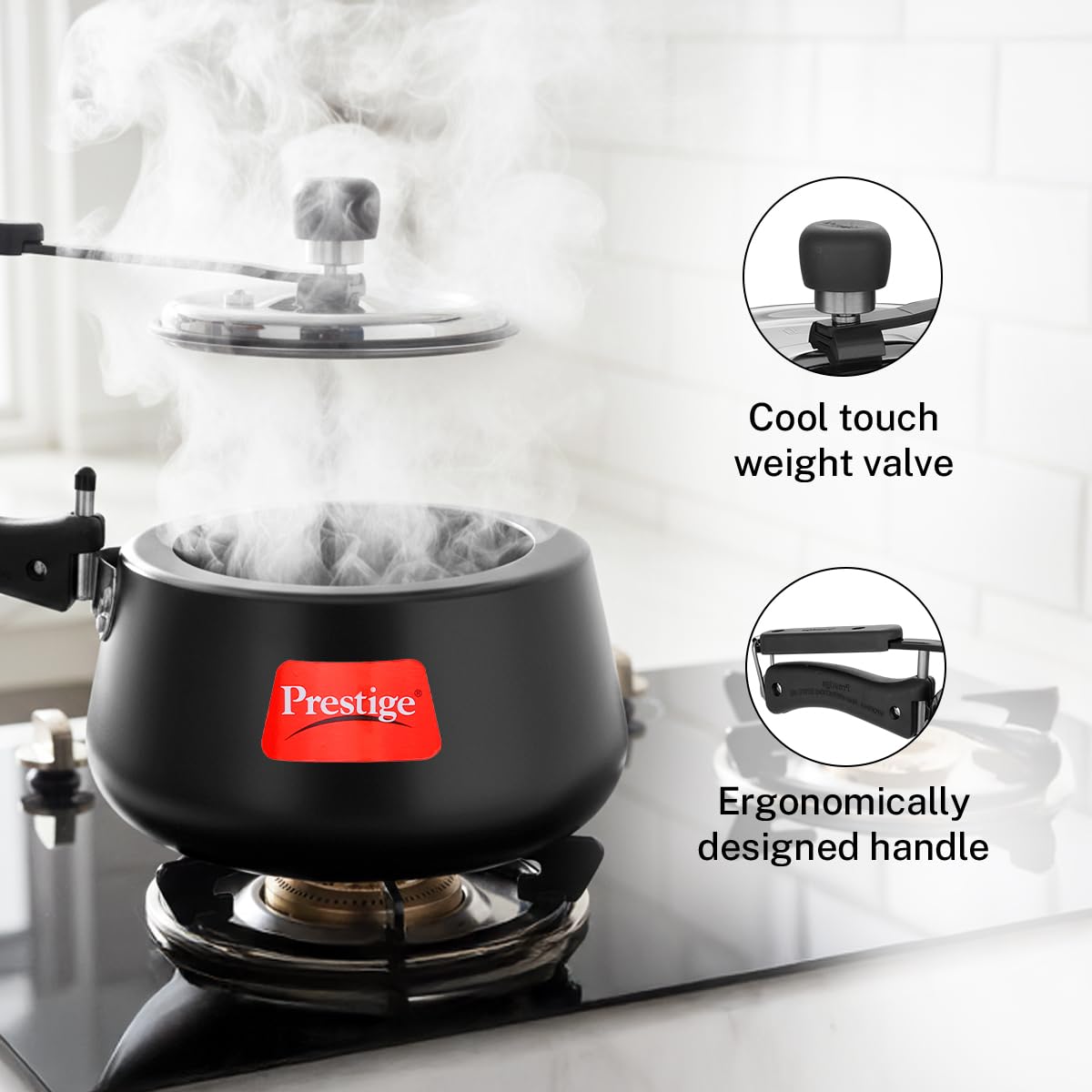Prestige Svachh, 20260, 3 L, Nakshatra Cute Duo Hard Anodised, with Deep Lid for Spillage Control