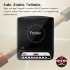 Prestige PIC 20 1600 Watts Induction Cooktop | 4KV Surge Protection | 8 Preset Indian Menu Options & Timer | Soft Touch Button | Easy to Clean | Portable | Black | 1Y Warranty | BIS