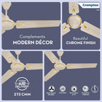 Crompton SUREBREEZE HILL BRIZ NEO 1200 mm (48 inch) Ceiling Fan (Ivory) Star rated energy efficient fans