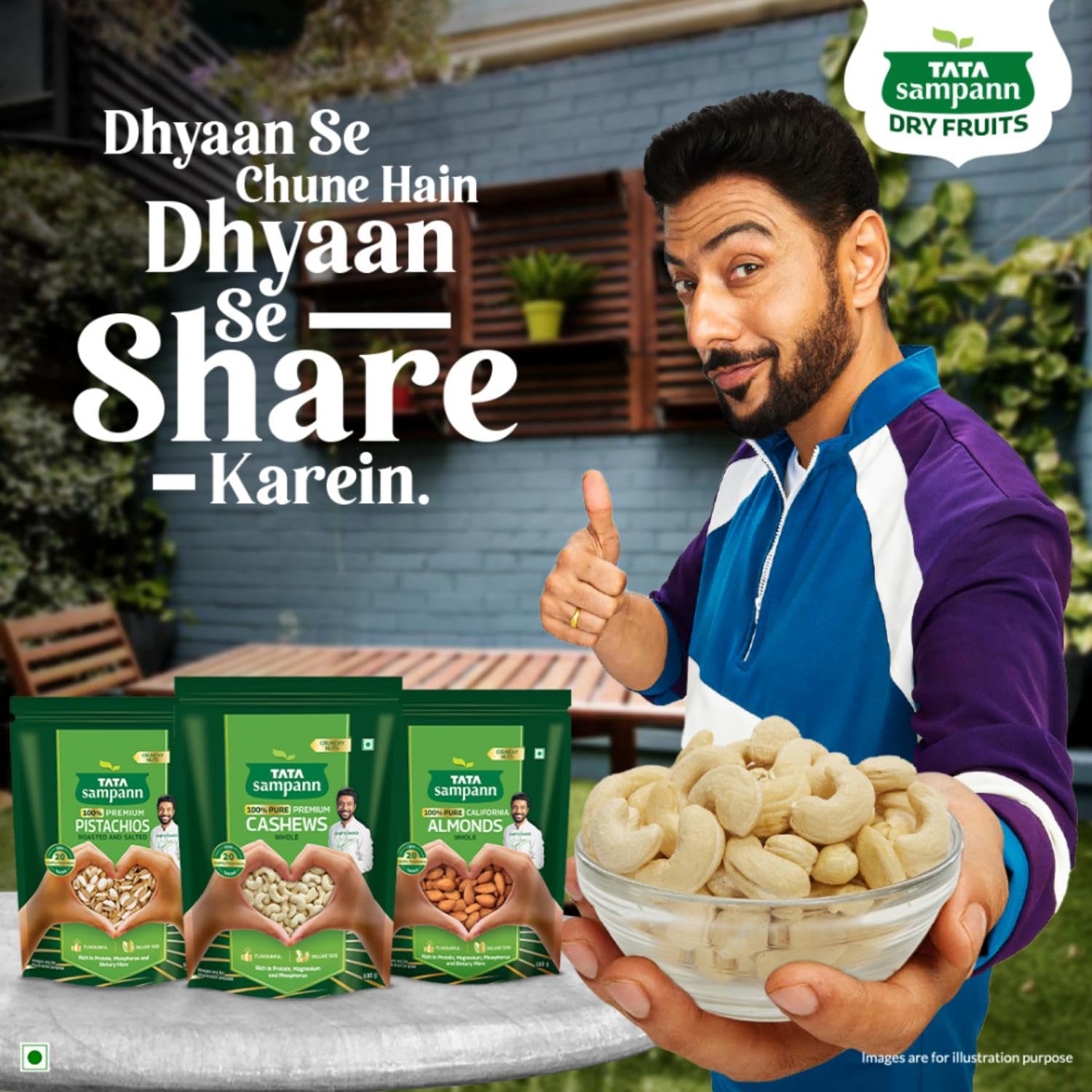 Tata Sampann Pure Cashews Whole/Kaju, 500g,