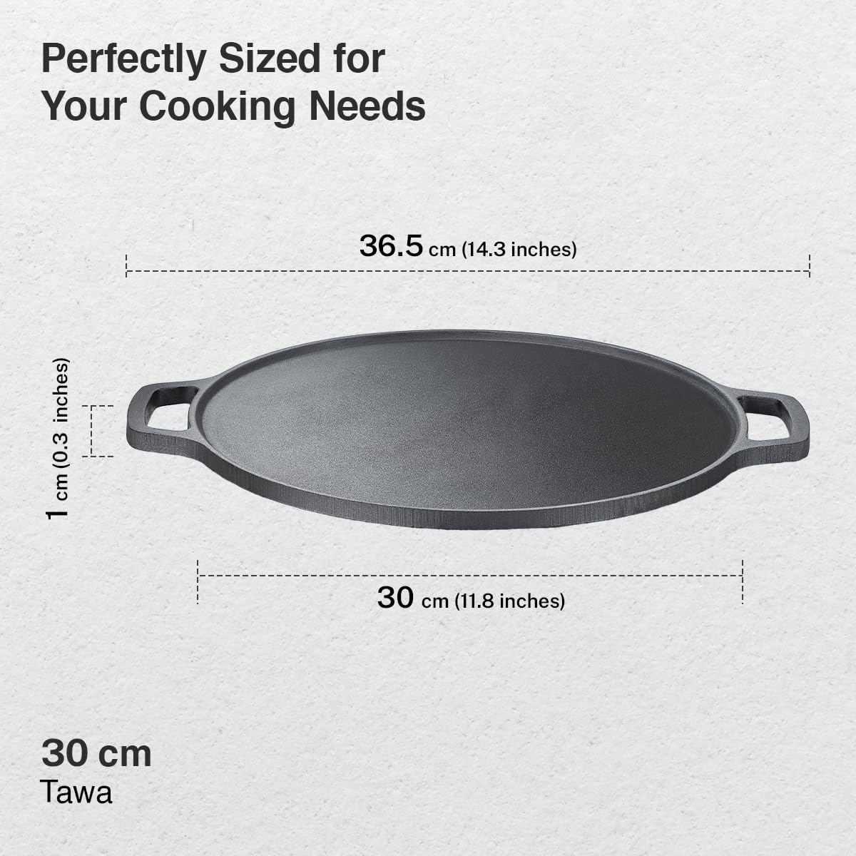 Prestige Neocast Flo Smooth Finish Cast Iron Dosa Tawa 30cm Black|Works On Gas & Induction|