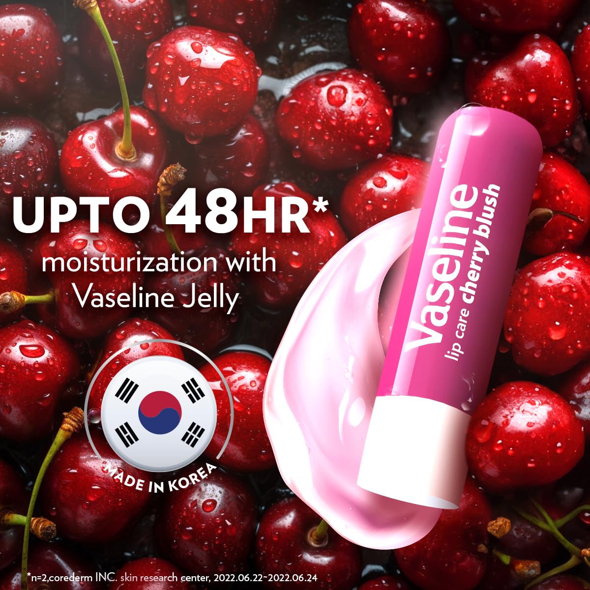 Vaseline Lip Care | Cherry Blush Tinted Lip Balm Stick | up to 48Hr moisturization | with petroleum jelly & Vitamin E | made in South Korea | 4.8g